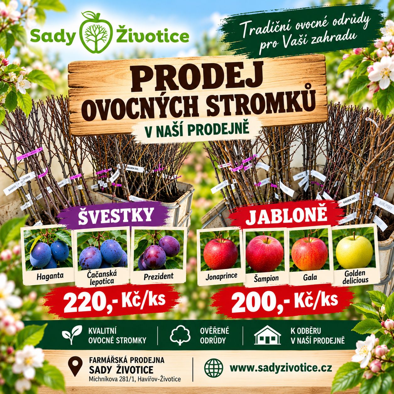 Prodej ovocných stromků